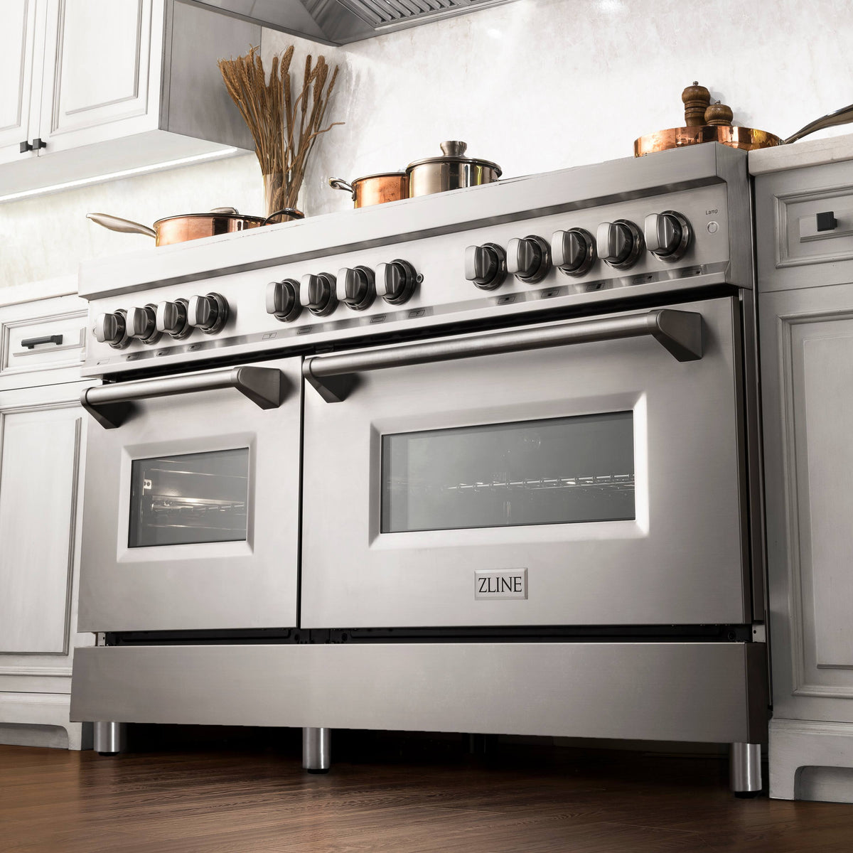 ZLINE - 60 in. Wide 8 Burner Legacy Dual Fuel Range w/ Gas Cooktop & 2 Electric Ovens  (RA-BR-60) - Stainless Steel Look