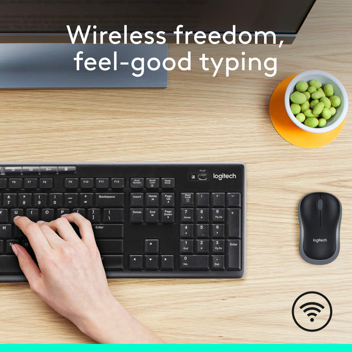 Logitech - MK270 Full-size Wireless Membrane Keyboard and Mouse Bundle for PC - Black