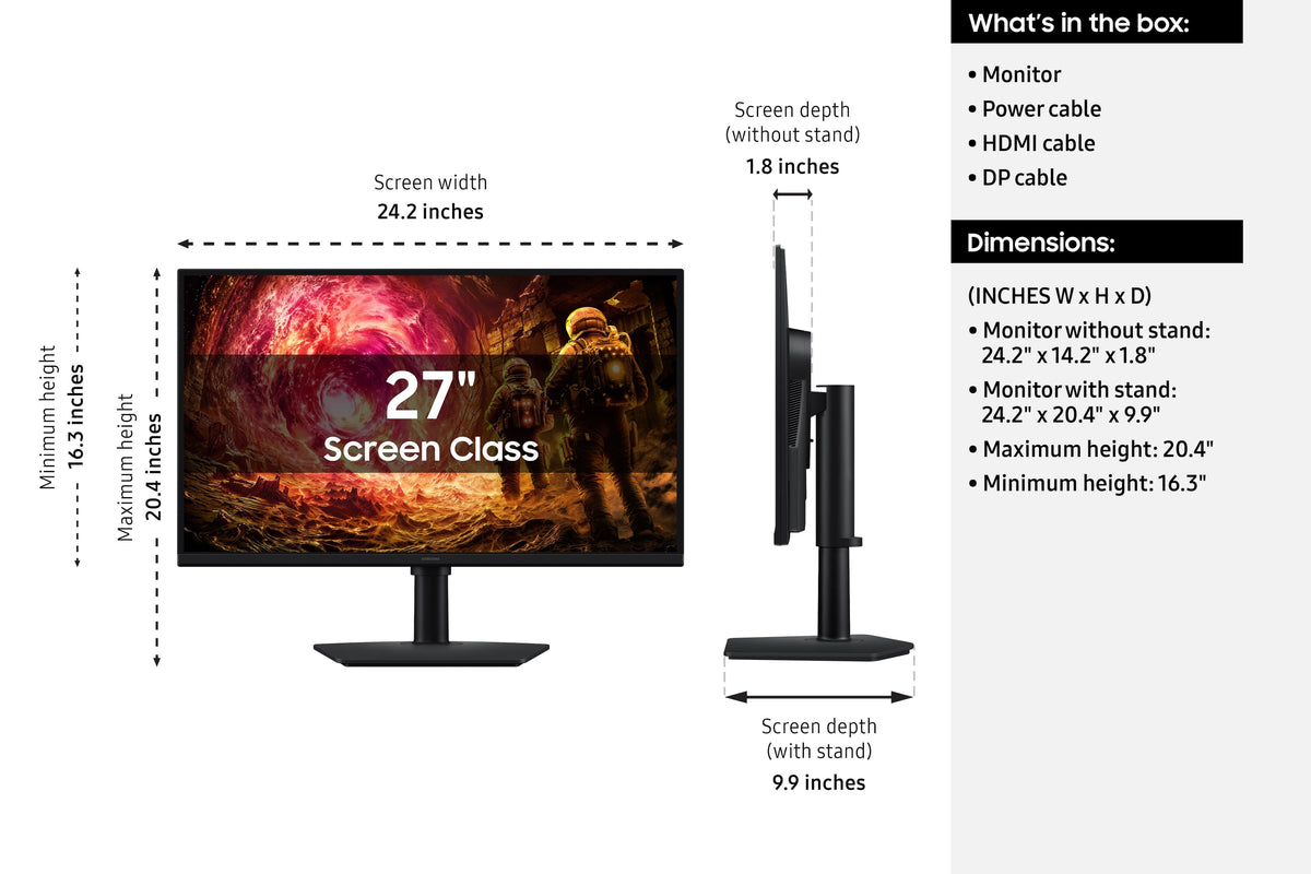 Samsung - 27" Odyssey G5 (G50F) QHD Fast IPS 180Hz 1ms G-Sync & FreeSync Compatible Gaming Monitor (DisplayPort, HDMI) - Black