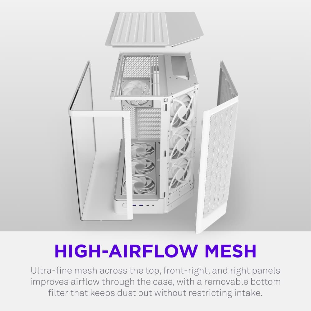 NZXT - H6 RGB+ - ATX Dual-Chamber PC Case with Pre-Installed RGB Fans and Control Hub Lite - White