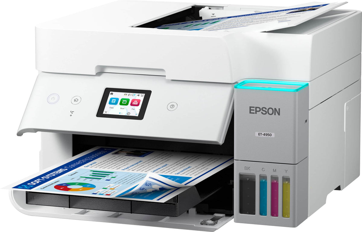 Epson - EcoTank ET-4950 Wireless All-in-One Color Supertank Inkjet Printer - White