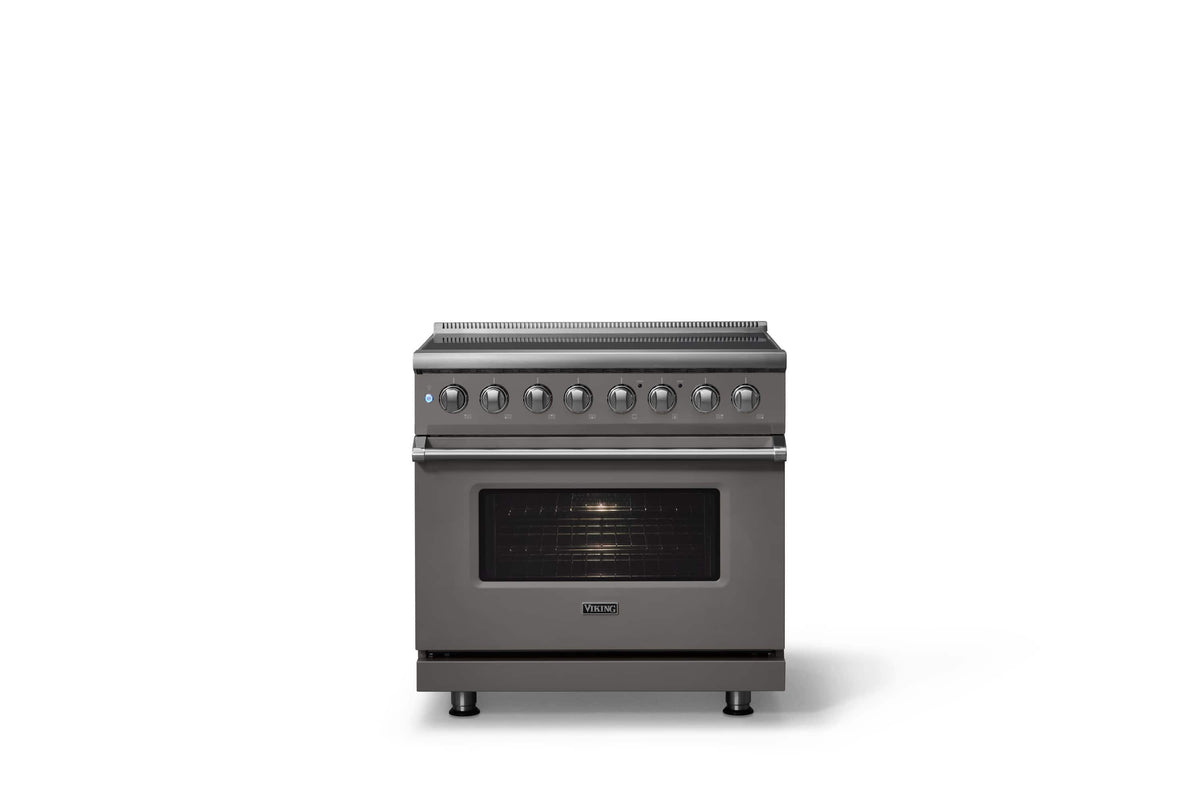 Viking - 36 in. Wide 6 Elements Pro 5 Series 5.6 Cu. Ft. Freestanding Induction Convection Range - Damascus Gray