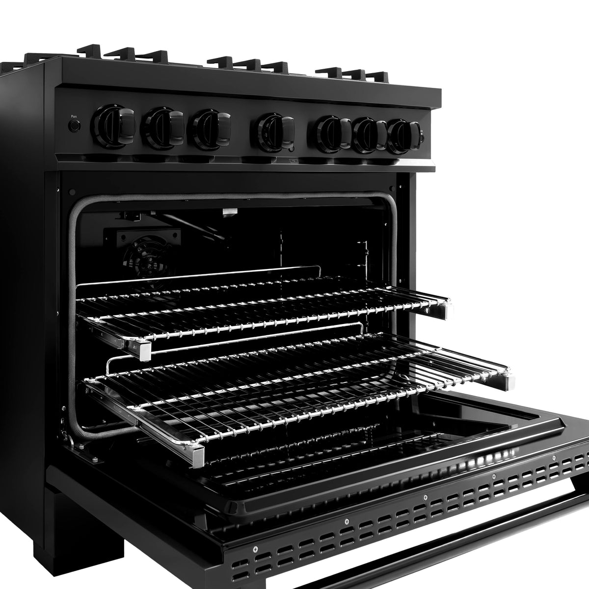 ZLINE - 36 in. Wide 6 Burner Classic Gas Range w/ Convection Oven in Black Stainless  (CGRB-BR-36) - Black Stainless Steel