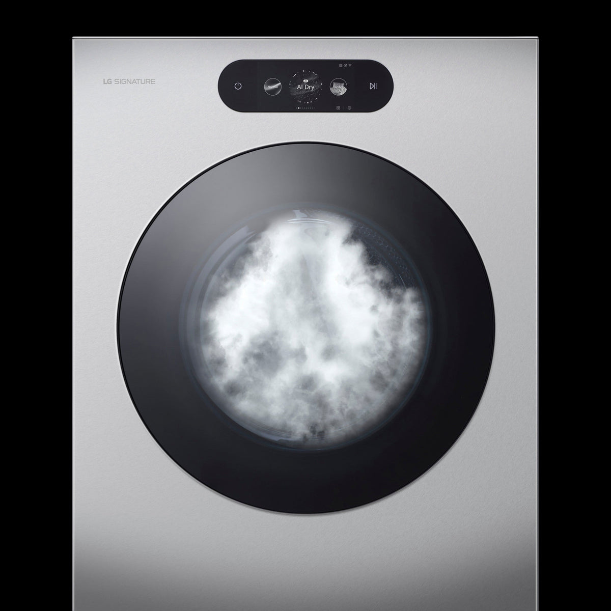 LG - SIGNATURE 9.0 Cu. Ft. Stackable Smart Electric Dryer with Steam and AI Sensor Dry - Brushed Platinum Steel