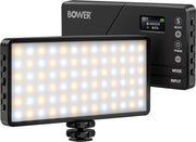 Bower - Aura Light Portable RGB LED Video Light with Rechargeable Battery and Cold Shoe Adapter - Black