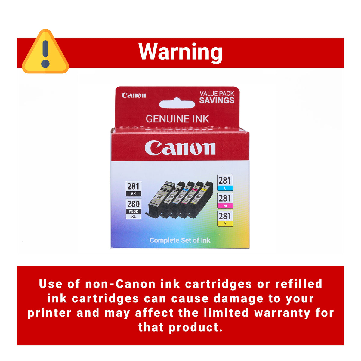 Canon - PGI-280 XL / CLI-281 5-Pack High-Yield - Pigment Black, Standard Capacity Ink Cartridges - Black/Cyan/Magenta/Yellow