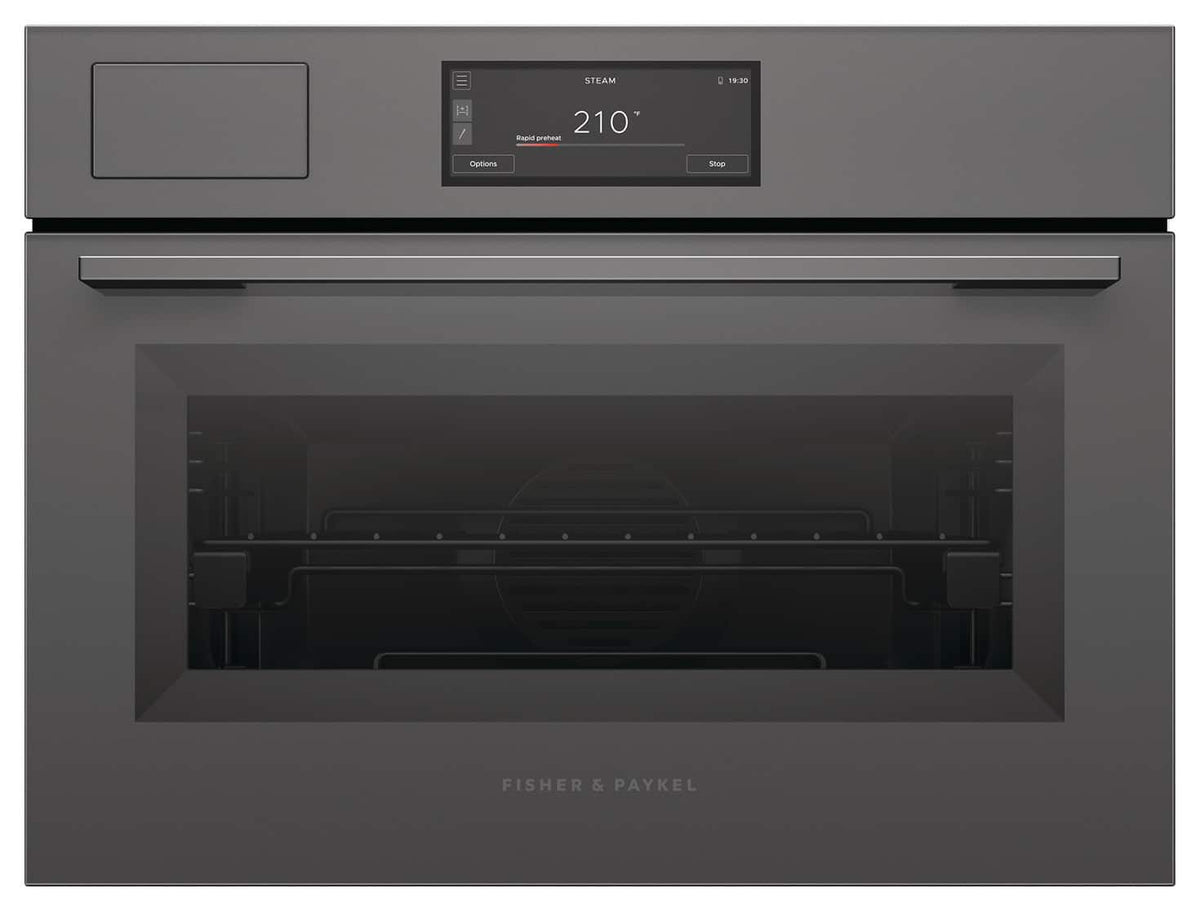 Fisher & Paykel - 24" 1.9 Cu Ft Built-in Combination Steam Oven - Compact - Minimal Grey - Gray
