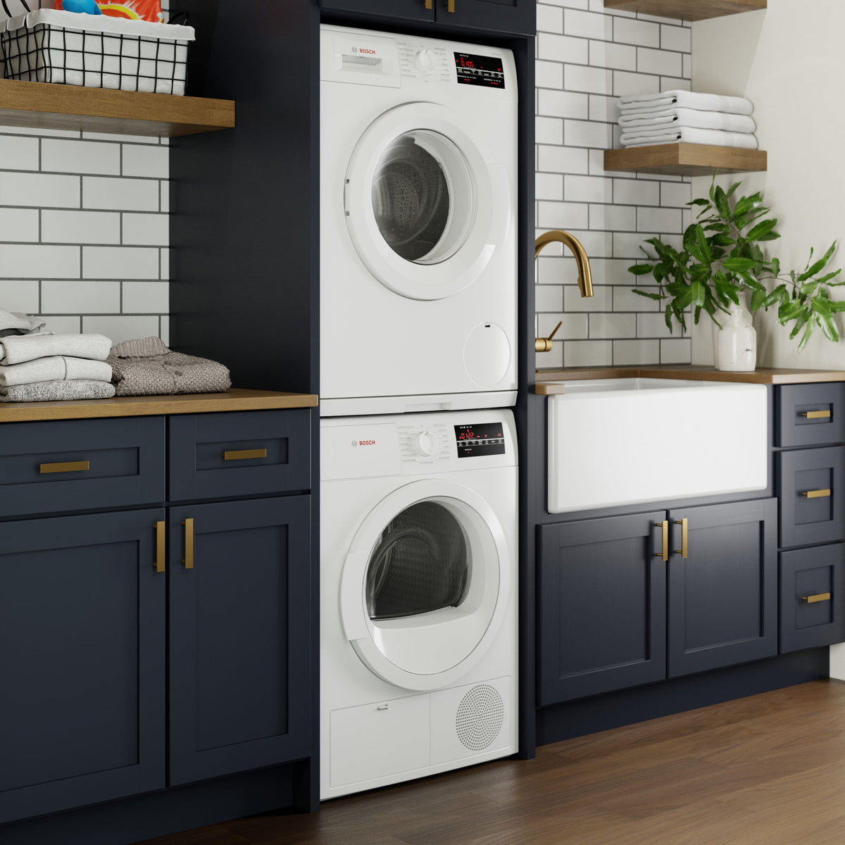 Bosch - 300 Series 4 Cu. Ft. Stackable Smart Electric Dryer with Wrinkle Block - White