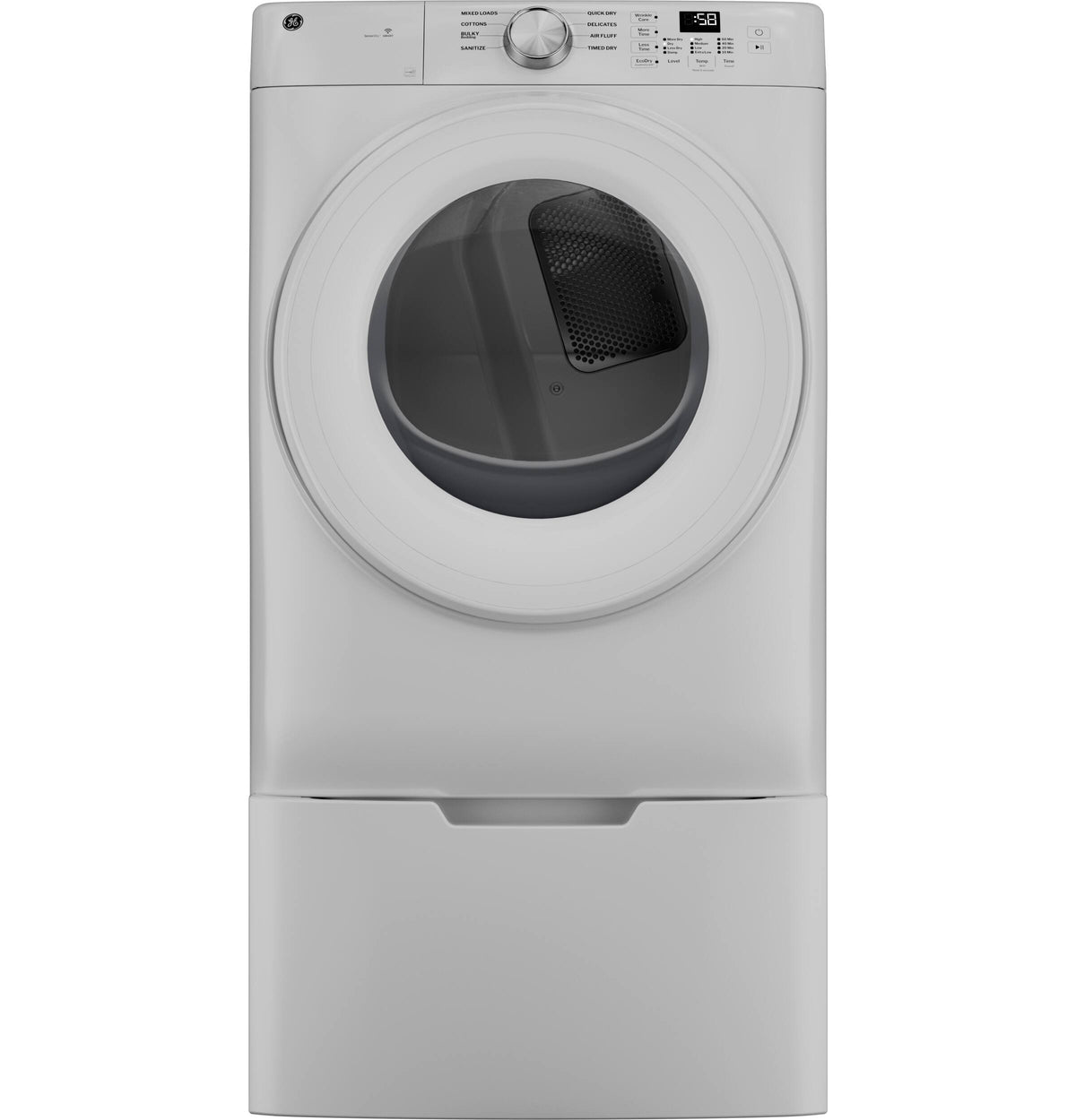 GE - 7.8 Cu. Ft. Stackable Smart Electric Dryer with Sanitize Cycle - White