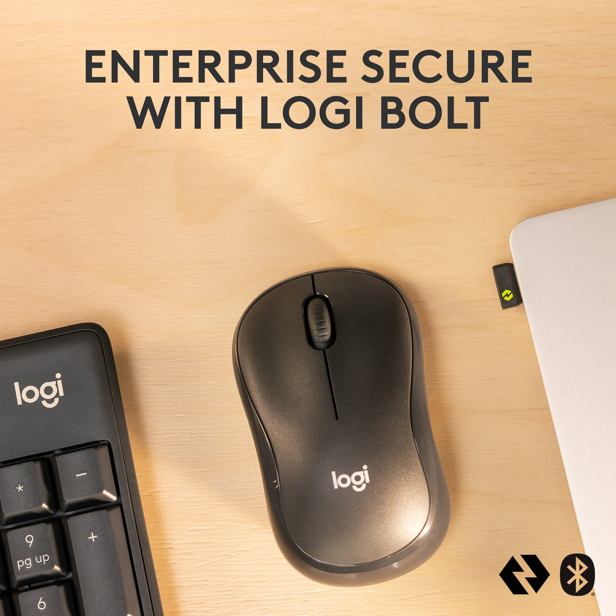 Logitech - MK370 Combo for Business Full-Size Wireless Membrane Keyboard and Mouse Bundle with Secure Logi Bolt USB Connection - Graphite