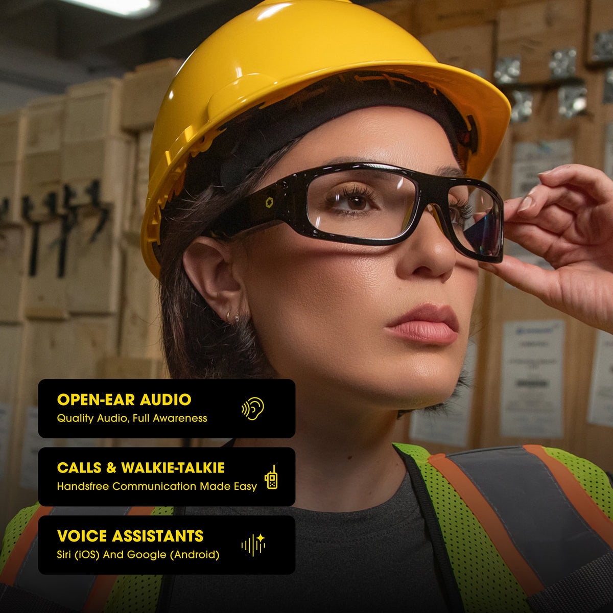 Armor Smart Safety Eyewear Powered by Lucyd - Black