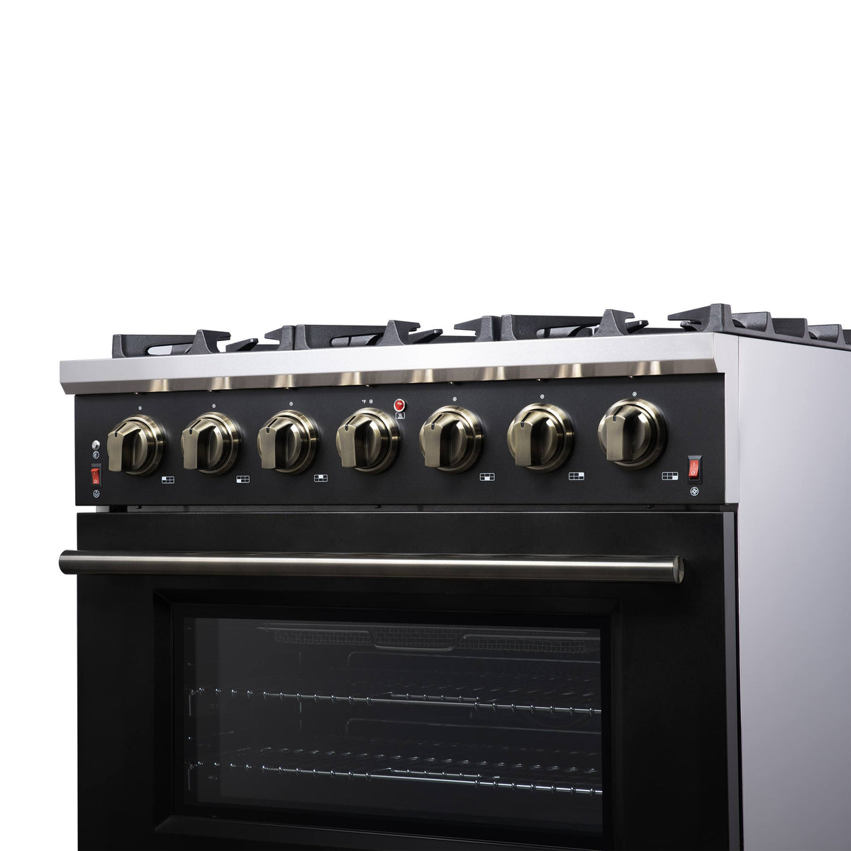 Forno Appliances - 36 in. Wide 6 Burner Massimo 5.36 Cu. Ft. Freestanding Gas Convection Range with Air Fryer Kit, Wok Support & Griddle - Black