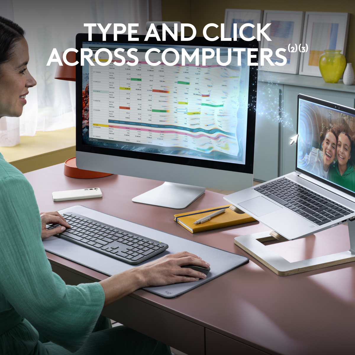 Logitech - MK955 Signature Slim Full-size Wireless Keyboard and Mouse Combo for Windows and Mac with Quiet Typing and Clicking - Graphite