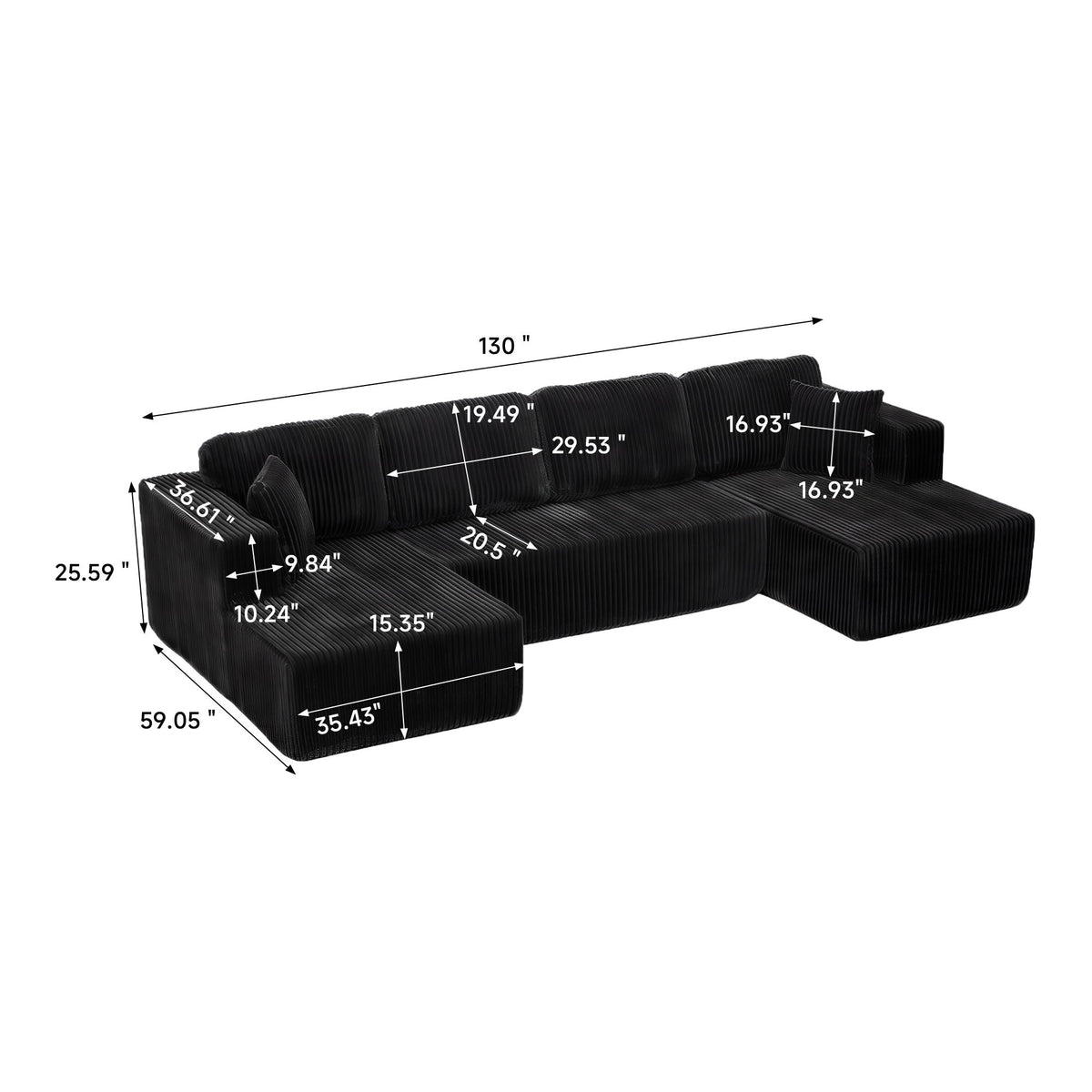 Sofá Seccional Modular en Forma de U para Sala de Estar