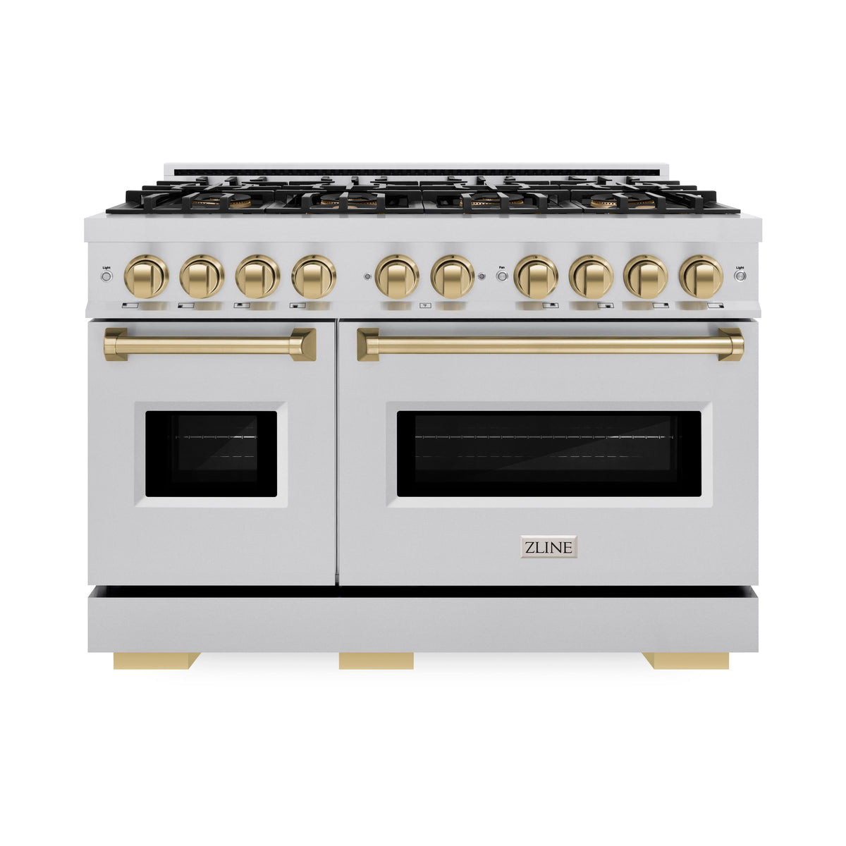 ZLINE - Autograph 48 in. 6.7 cu. ft. Classic Freestanding DuoPro Dual Fuel Range with Convection Oven & Bronze Accents - Satin Stainless Steel