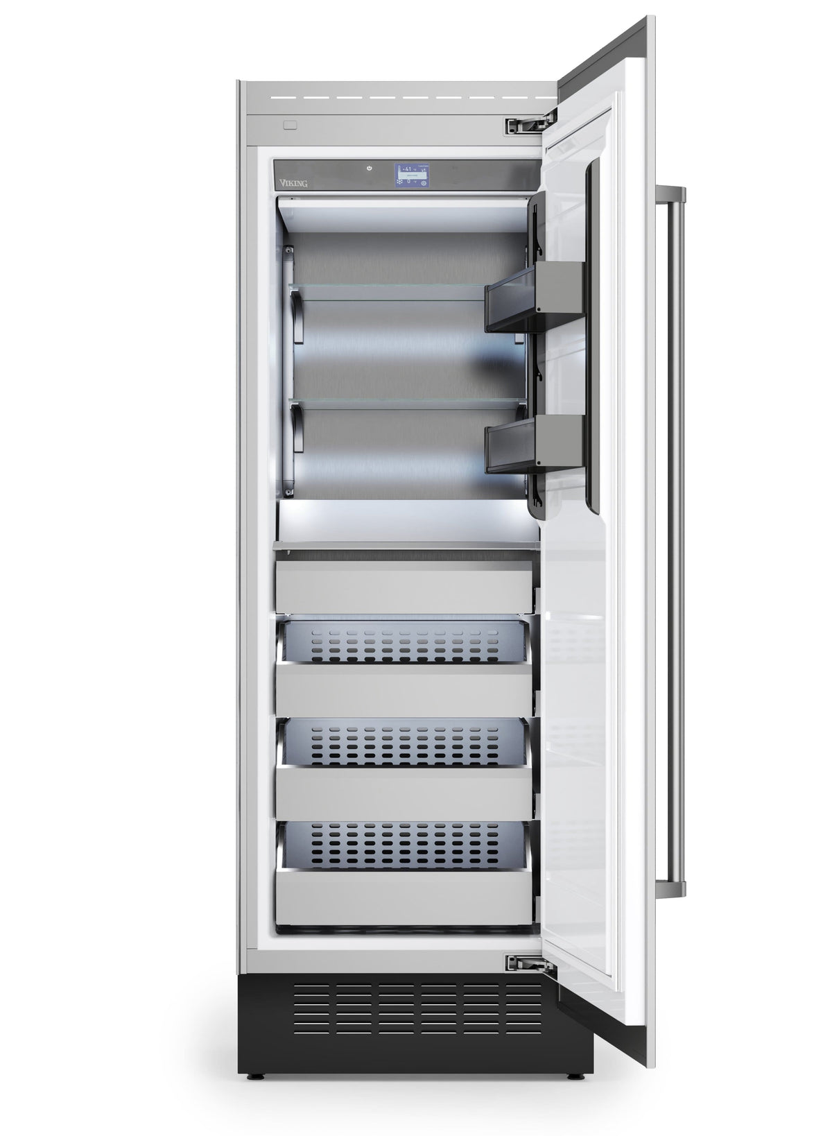 Viking - 30"W 16.0 cu. ft VEIL Integrated Upright Built-in Column Freezer-Custom Panel _RH - Custom Panel Ready