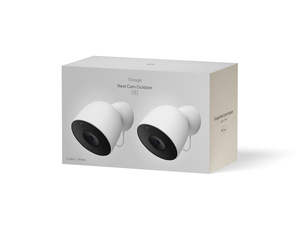 Google - Nest Cam Outdoor (wired, 2nd gen) - 2K Video and Gemini - 2-Pack - Snow