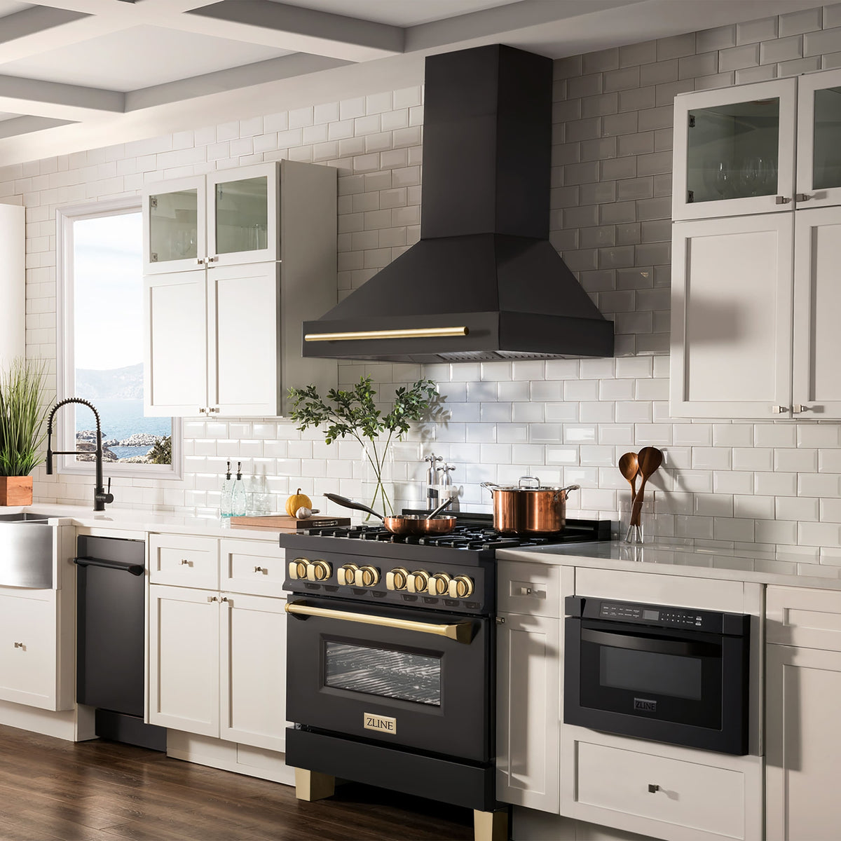 ZLINE - 36 inches - Externally Vented - Wall Range Hood - Black Stainless Steel