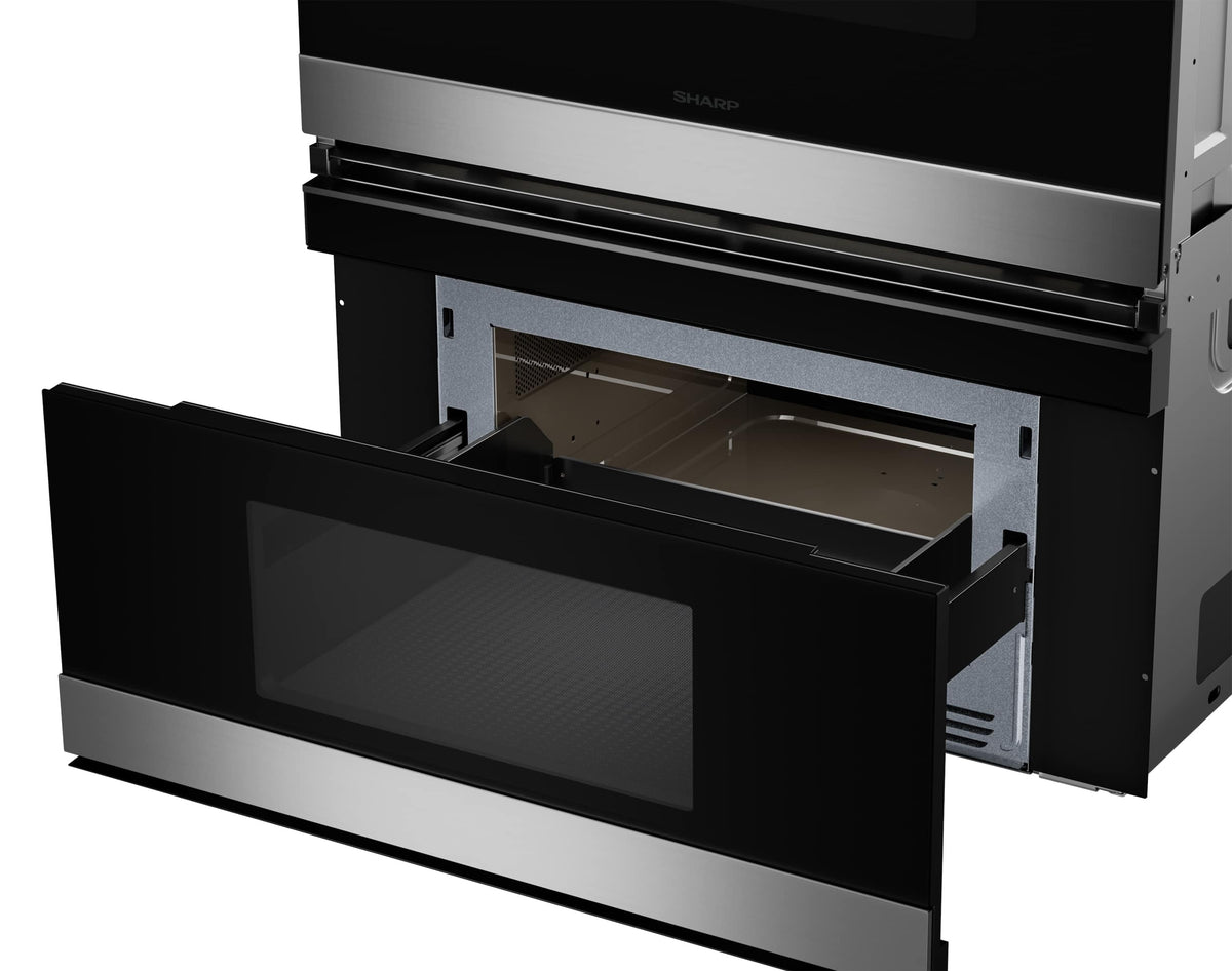 Sharp - 30 In Smart Convection Wall Oven and Microwave Drawer Combination for Single Cutout with Alexa Compatibility (SWB3085HS) - Stainless Steel
