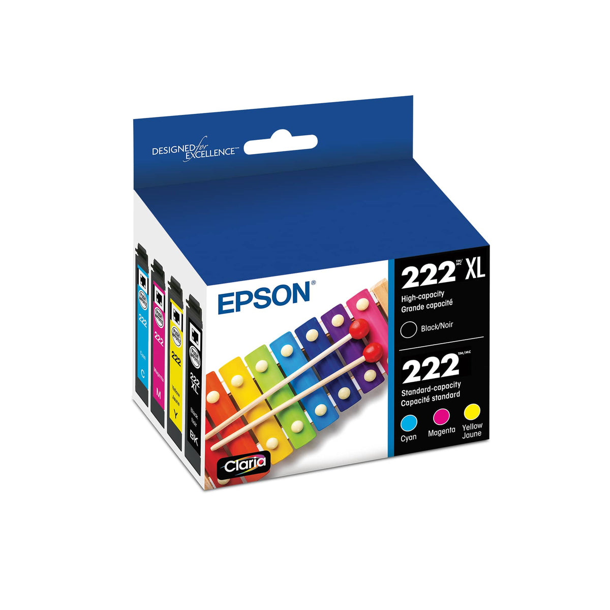 Epson - T222 Combo High Yield Ink Cartridge - Black/Cyan/Magenta/Yellow