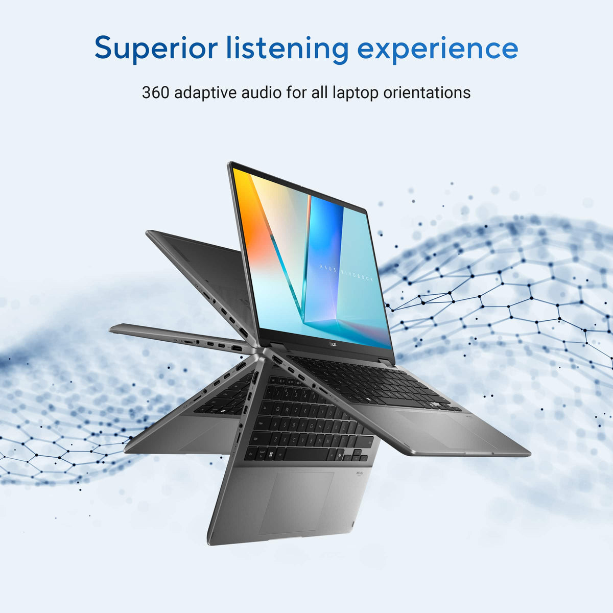ASUS - Vivobook 14 Flip 14" 2K OLED Touch Laptop - Intel Core Ultra 9 386H - 32GB RAM - 1TB SSD - Copilot+ PC - Matte Gray