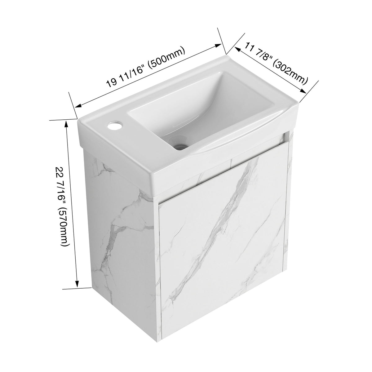 Mueble de baño moderno con lavabo cerámico, combinado con lavabo flotante de pared, armario de almacenamiento