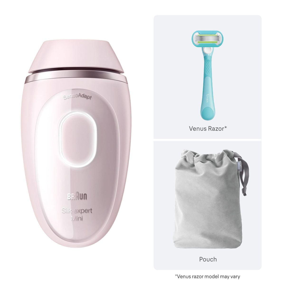 Braun - Silk-Expert Mini Corded IPL Hair Removal Device with Venus Razor and Pouch - Pink