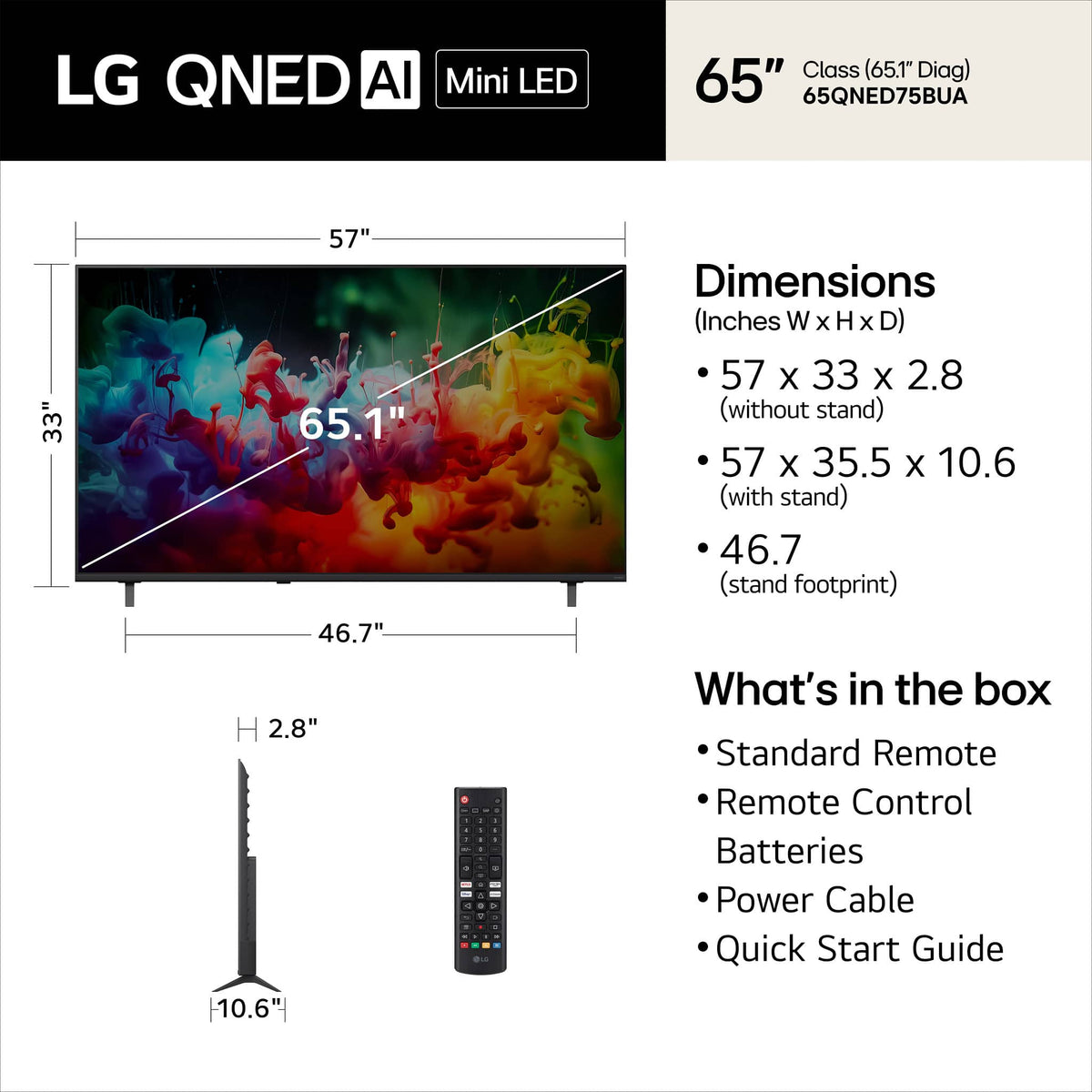 LG - 65" Class 75B Series QNED AI Mini LED 4K Smart webOS TV (2026)