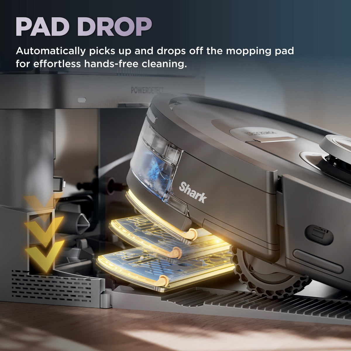 Shark - Robot Vacuum & Mop PowerDetect NeverTouch, Combo, Self-Emptying & Self-Refilling, 60-Day Debris Capacity with Pad Dry - Gaia Grey