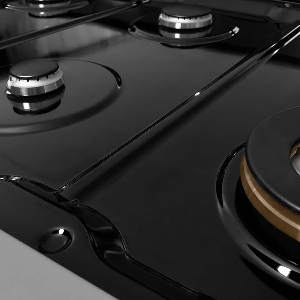 ZLINE - 48 in. Wide 7 Burner Classic Gas Rangetop withPorcelain Cooktop in Stainless Steel - Black