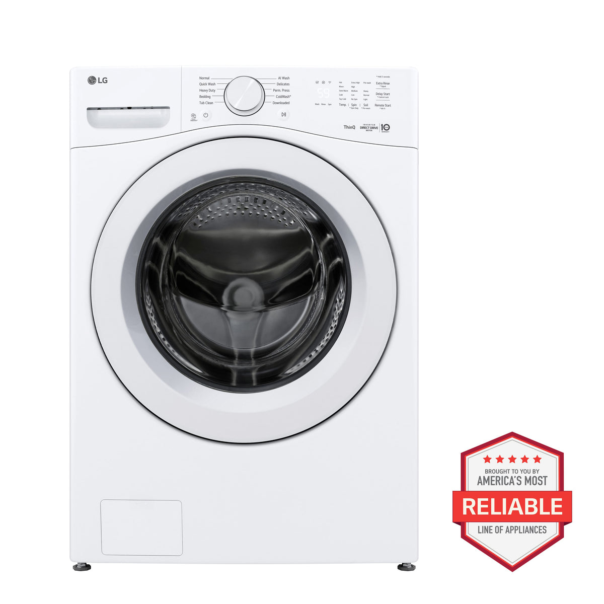 LG - 4.5 Cu. Ft. High-Efficiency Stackable Smart Front Load Washer with AI Wash and ColdWash Technology - White