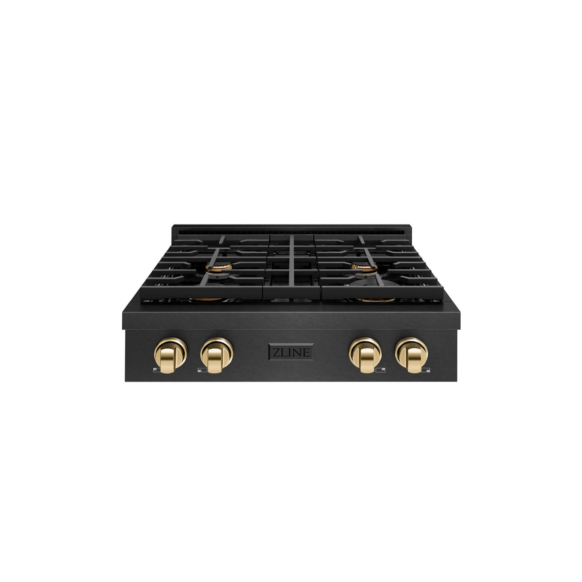 ZLINE - 30 in. Wide 4 Burner AutographParamount Gas Rangetop in Black Satin Stainless Steel with Gold Accents (SRTBSZ-30-G) - Black Satin Stainless Steel
