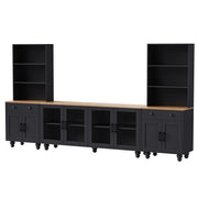 Farmhouse TV Stand With Solid Wood Gourd Shaped Legs For TVs Up To 70"