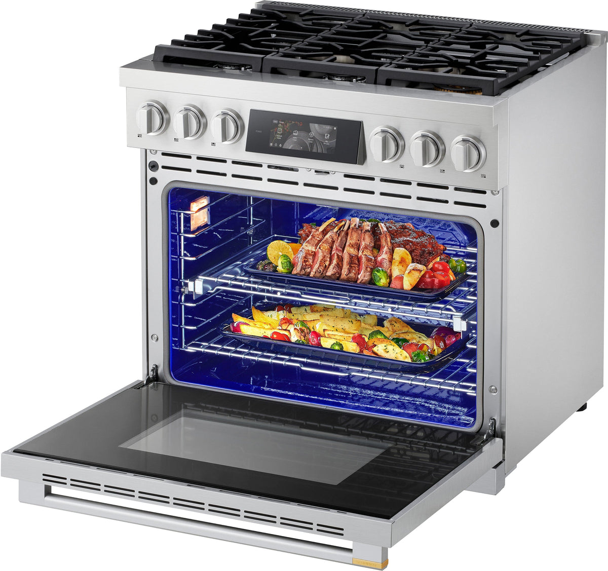 LG - SIGNATURE 36-in Wide 6.3 Cu. Ft. Slide-In Gas True Convect Pro Range with 6 Burners, AirFry, and UltraHeat 23K Burner - Stainless Steel