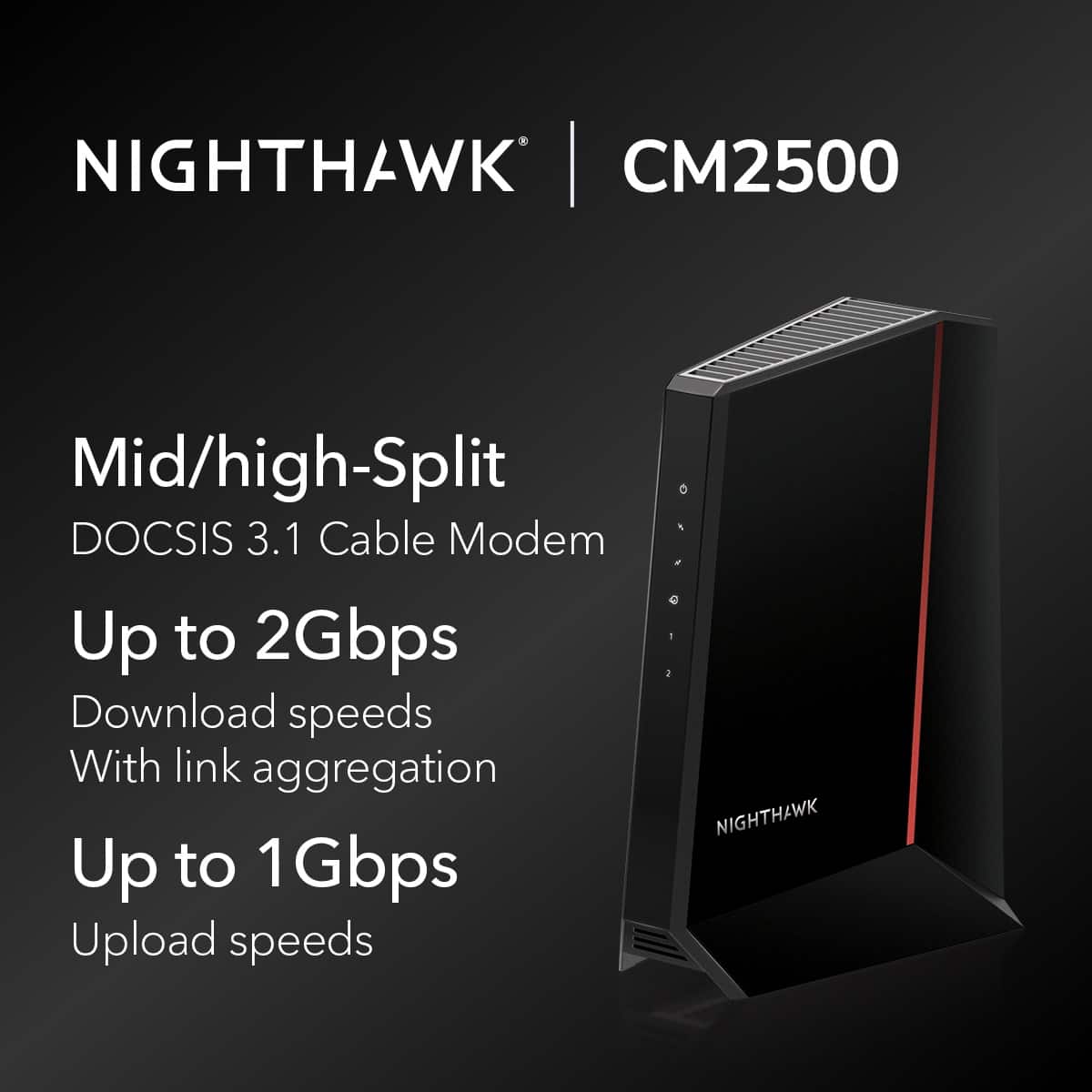 NETGEAR - Nighthawk Mid/High-Split 32 x 8 DOCSIS 3.1 Cable Modem - Black
