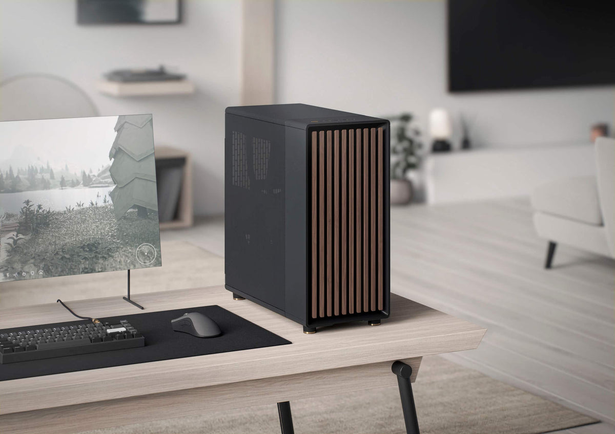Fractal Design - North Charcoal Black with Walnut Front and Mesh Side Panel Mid-Tower PC Case - Black