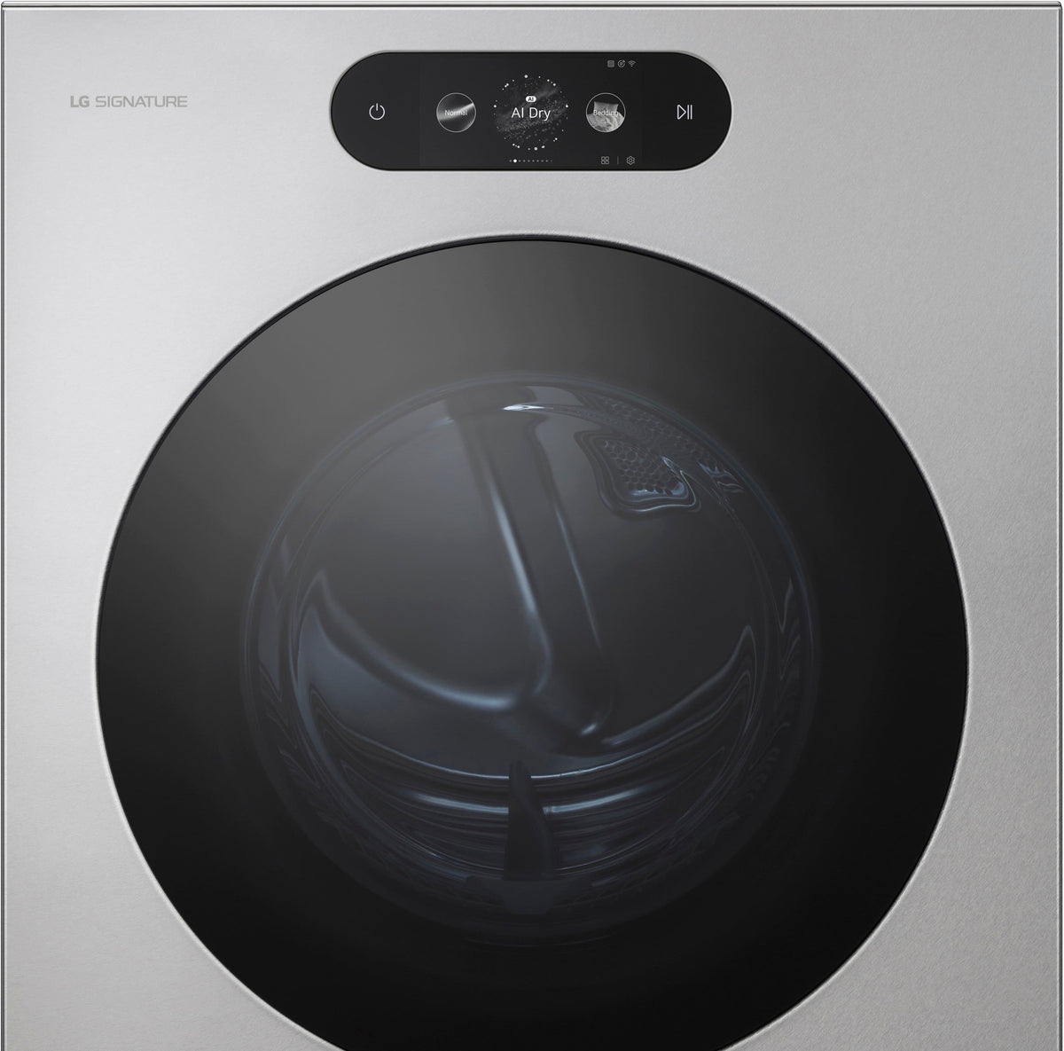 LG - SIGNATURE 9.0 Cu. Ft. Stackable Smart Electric Dryer with Steam and AI Sensor Dry - Brushed Platinum Steel