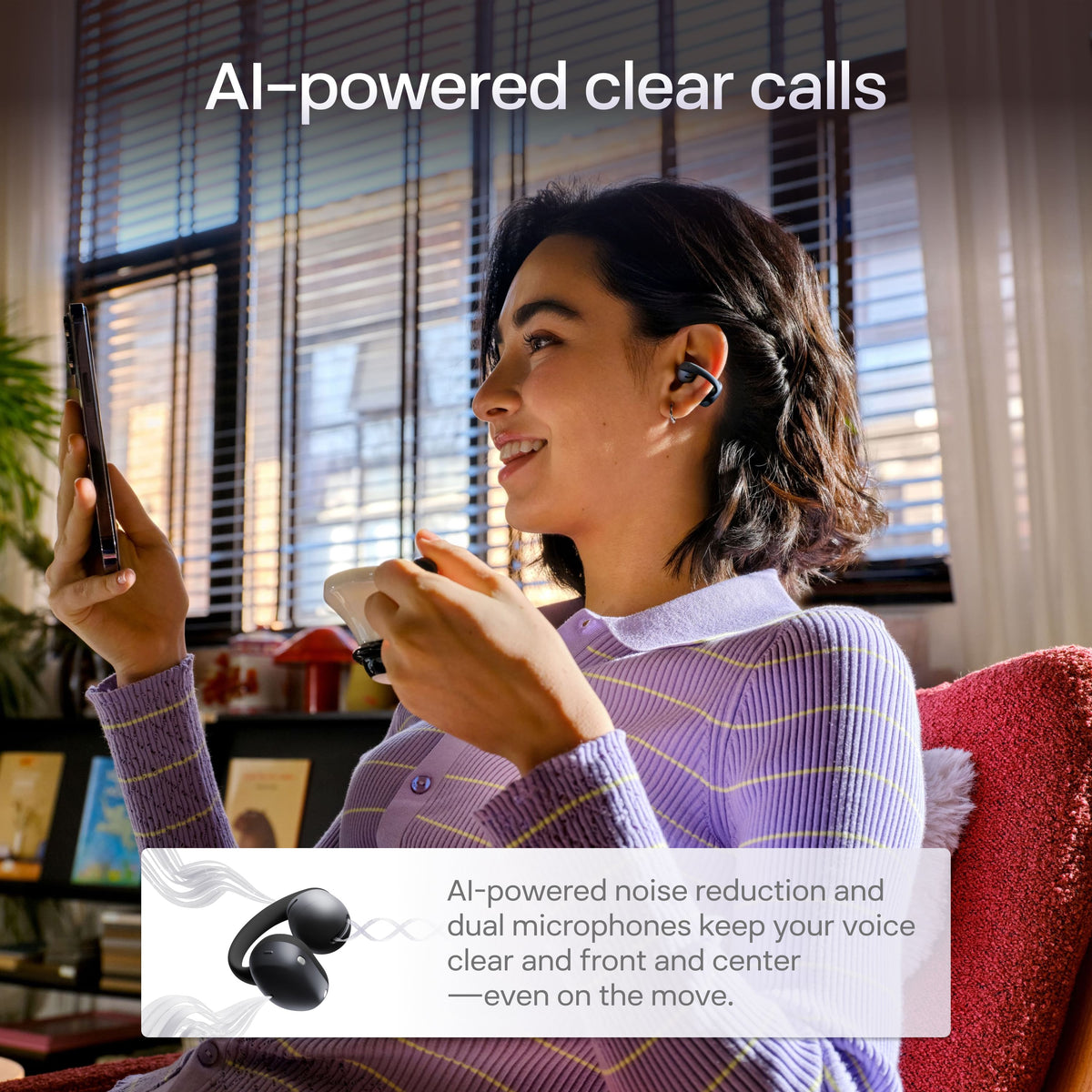 Shokz - OpenDots Air Open-Ear Clip-On True Wireless Bluetooth Earbuds - Black