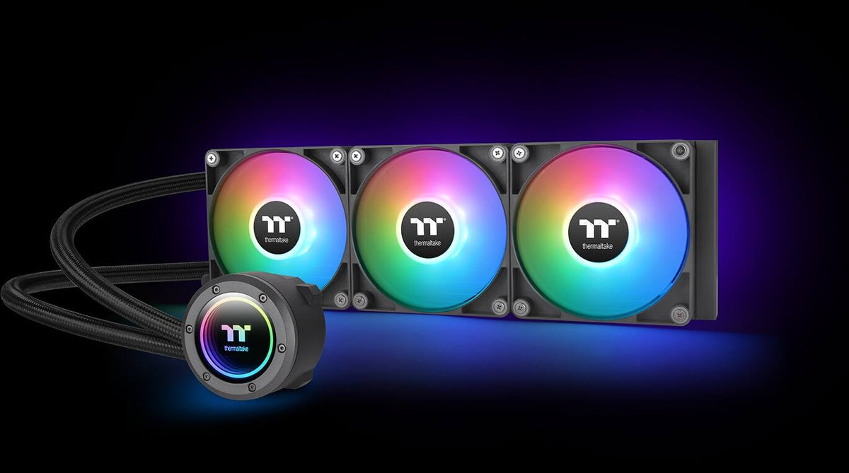 Thermaltake - TH360 V2 ARGB Sync 360mm AIO Liquid Cooler (3x 120mm ARGB PWM Fans) with Mirror Rotating Cap Design - Black