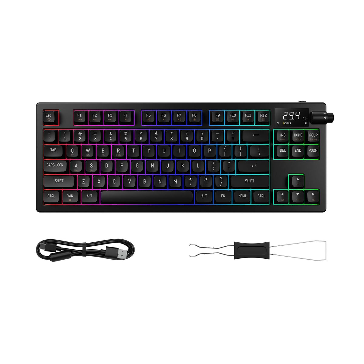 GAMDIAS - HERMES M7 TKL Hybrid Mechanical Red Switch Gaming Keyboard - Black