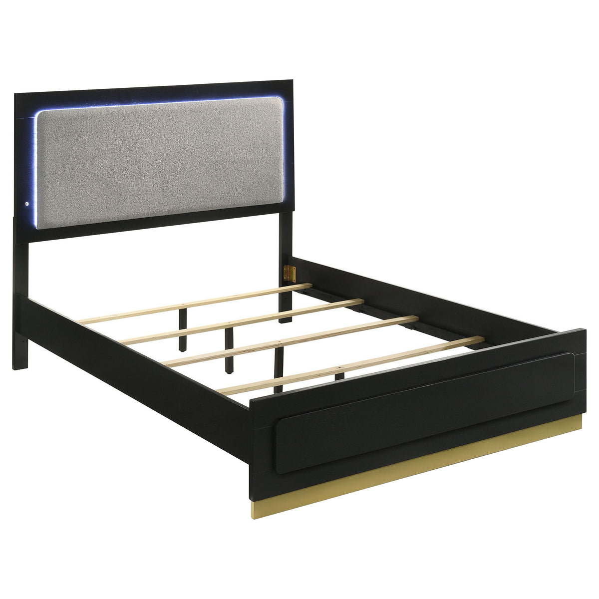 Juego de dormitorio California King de 5 piezas con cabecero tapizado - Negro