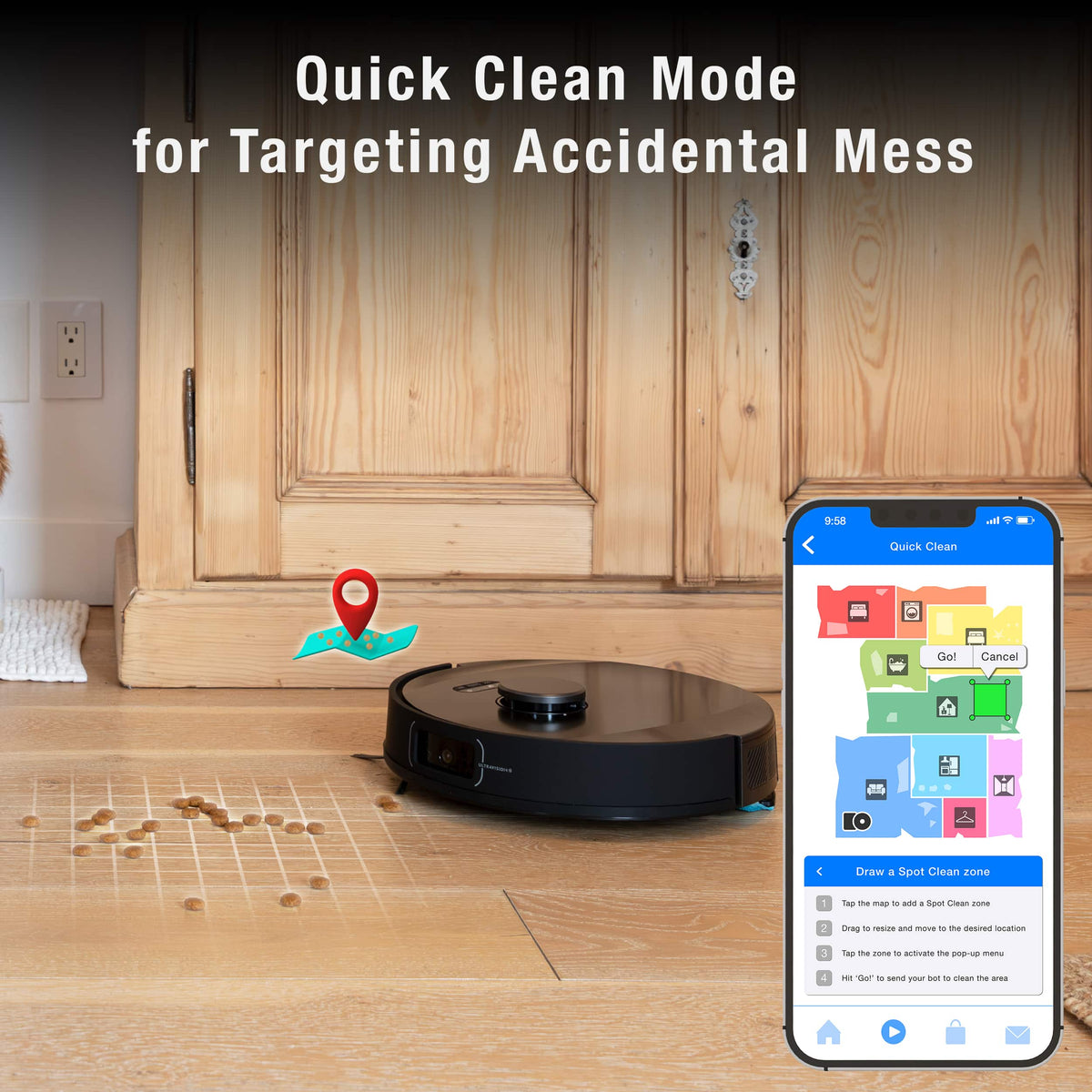 bObsweep - UltraVision Pet Self-Empty Robot Vacuum & Mop, 1.5 Gal 180-Day Dock, App & Voice Control, US Engineered - Gunmetal Stainless Steel