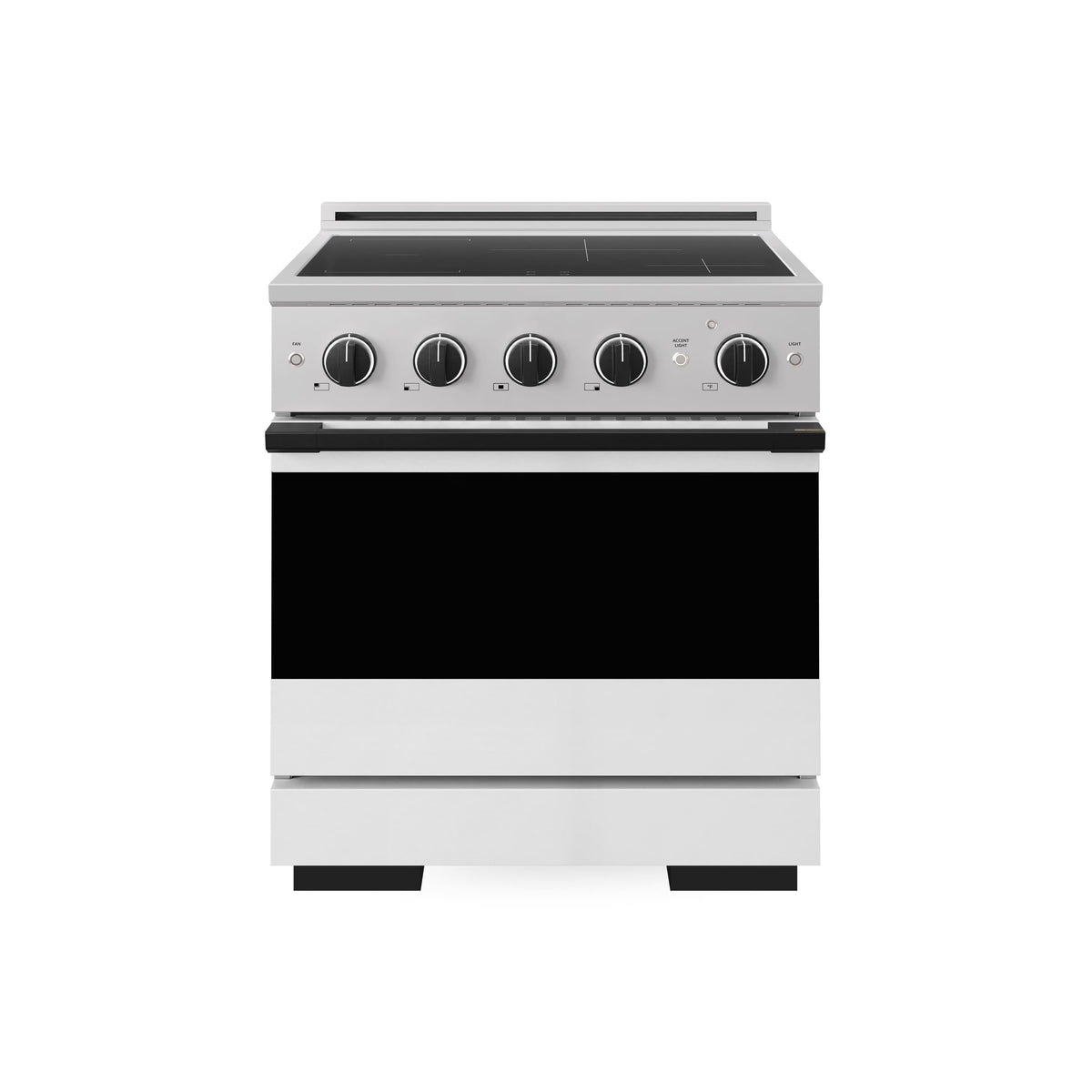 ZLINE - Autograph 30 in. 4.2 cu. ft. Marino Freestanding Induction Range with 4 Burners and Black Accents with White Door - White Matte