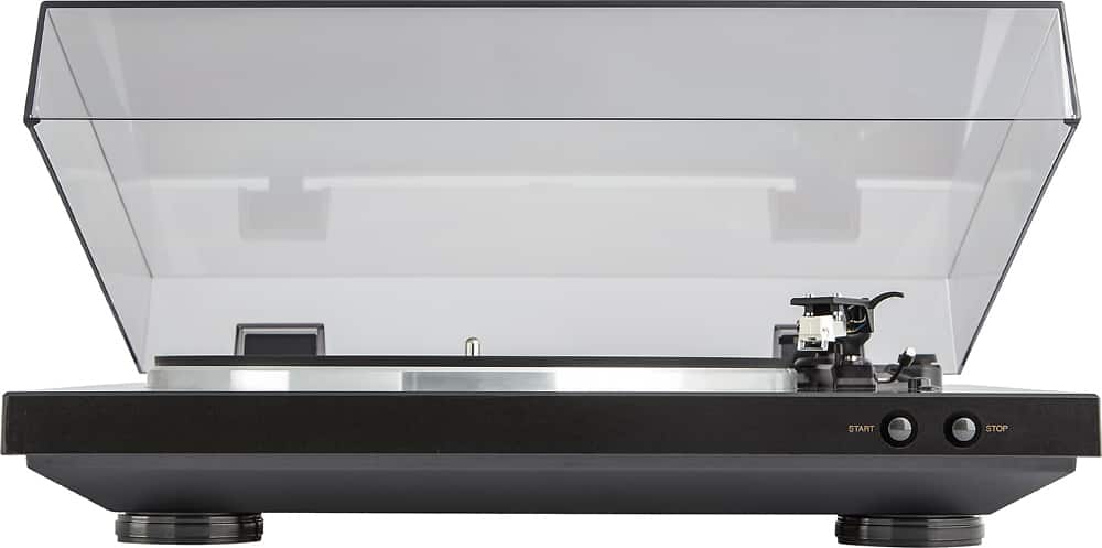 Denon - DP-300F Fully Automatic Analog Turntable with Built-In Phono Equalizer, Unique Tonearm Design, Slim Design - Black