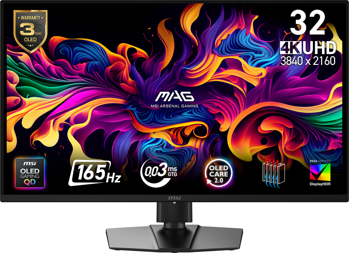 MSI - MAG 322UP QD-OLED E16 32" UHD 165Hz 0.03ms G-SYNC FreeSync Premium Pro Gaming Monitor True Black 400 (DP, HDMI, USB-C) - Metallic Black