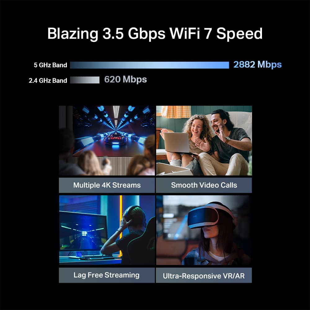 TP-Link - Archer BE3500 Dual-Band Wi-Fi 7 Router - Black