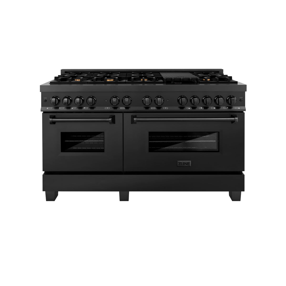 ZLINE - 60 in. Wide 8 Burner Legacy Dual Fuel Range with 2 Electric Ovens (RAB-60) - Black Stainless Steel