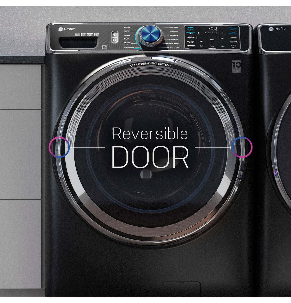 GE Profile - 7.8 Cu. Ft. Stackable Smart Electric Dryer with Steam and Sanitize Cycle - Sapphire Blue