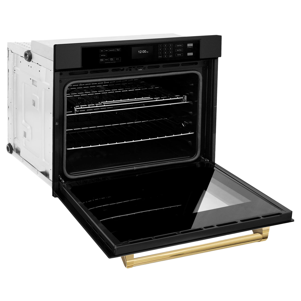 ZLINE - 30 in. Autograph Wall Oven w/ Air Fry with Gold Handle - Black Stainless Steel