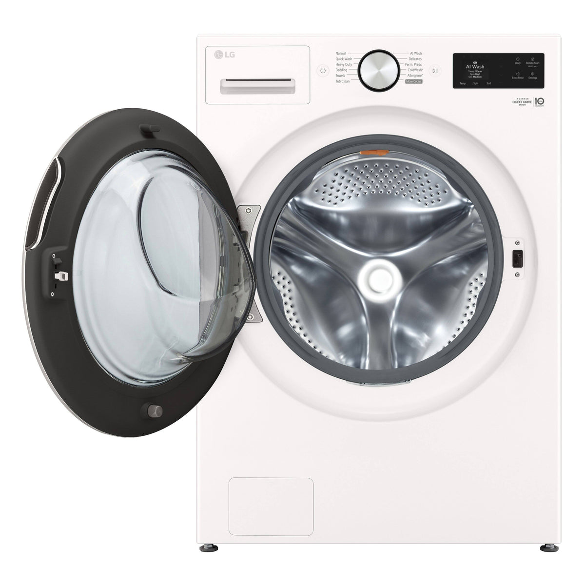 LG - 5.0 Cu. Ft. High-Efficiency Stackable Smart Front Load Washer with Steam and TurboWash 360° - Alpine White